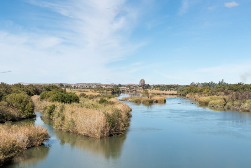 The Orange River with Groblershoop in the background