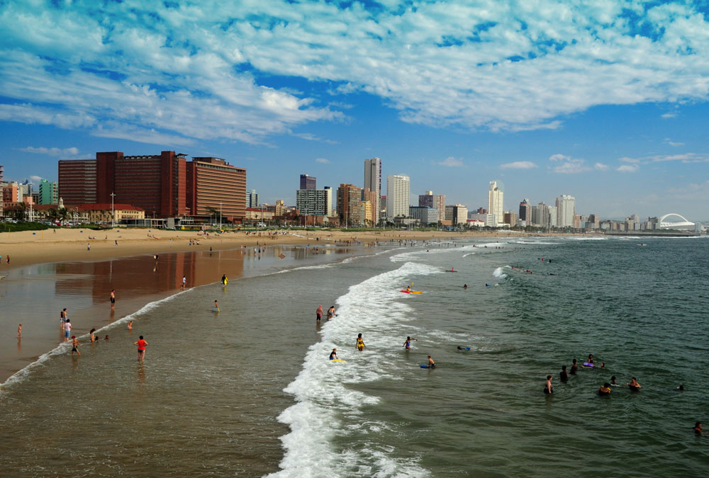Looking towards the north along Durban's beautiful beachfront