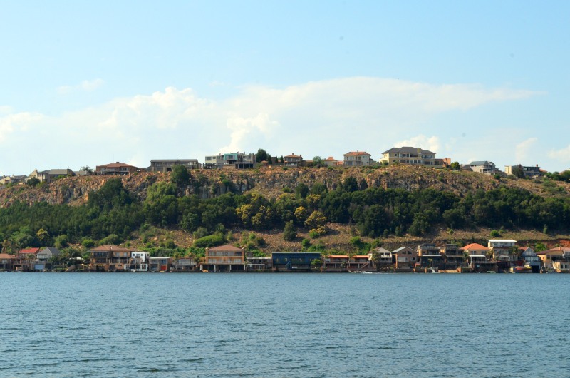 Looking across the dam to the residential section