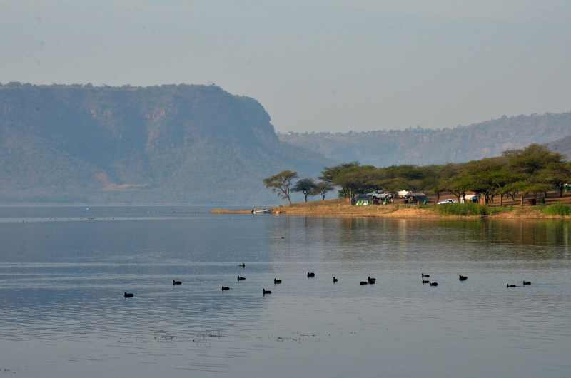Looking across Inanda Dam towards the camping area and beyond.